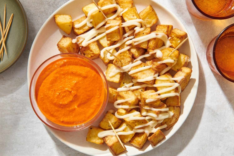 Air Fryer Patatas Bravas With Quick Romesco Sauce