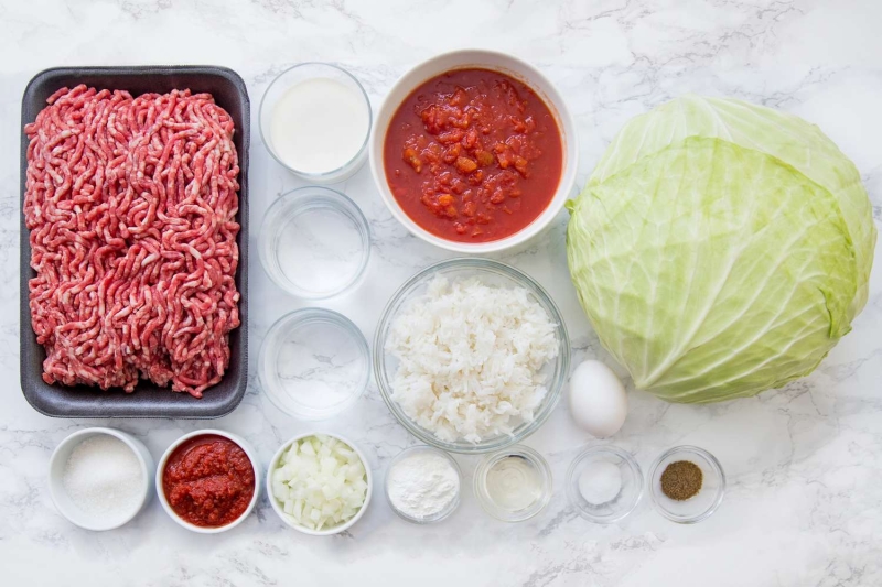 Stuffed Cabbage Rolls With Ground Beef and Rice