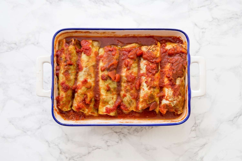 Stuffed Cabbage Rolls With Ground Beef and Rice