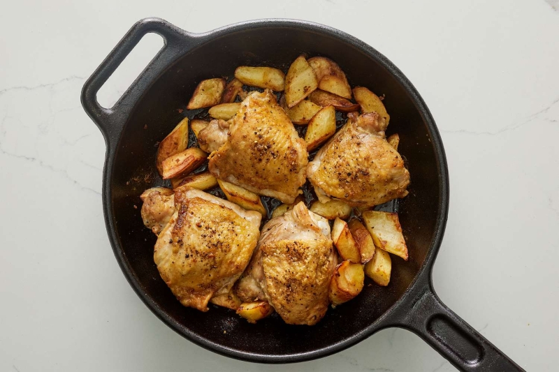 Skillet Chicken Thighs and Parsnips With Green Sauce