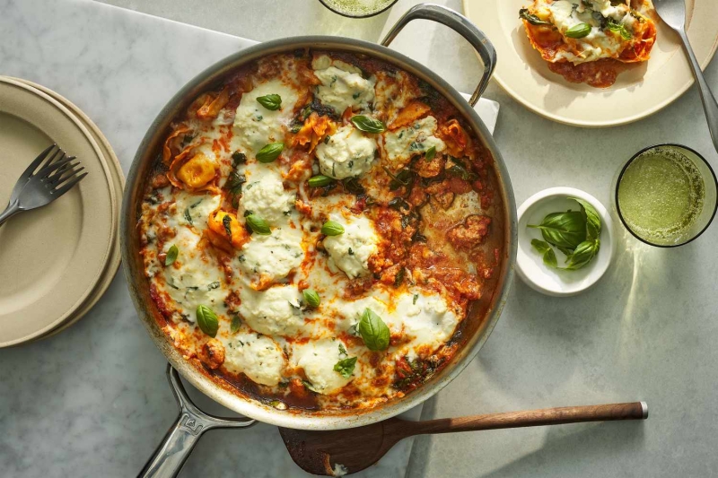 Chicken Sausage and Tortellini Skillet Pasta Bake