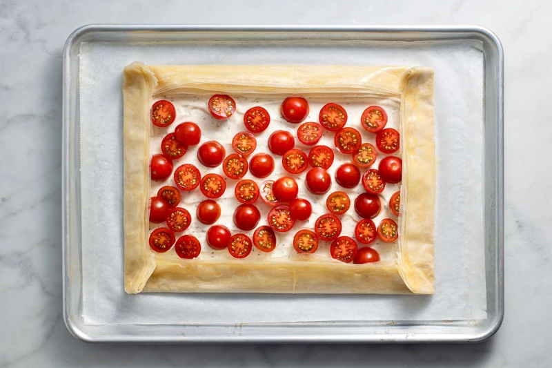 Tomato Tart With Fillo and Feta Cream Recipe