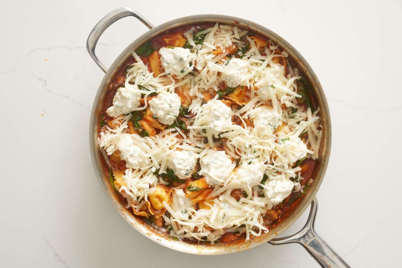 Chicken Sausage and Tortellini Skillet Pasta Bake