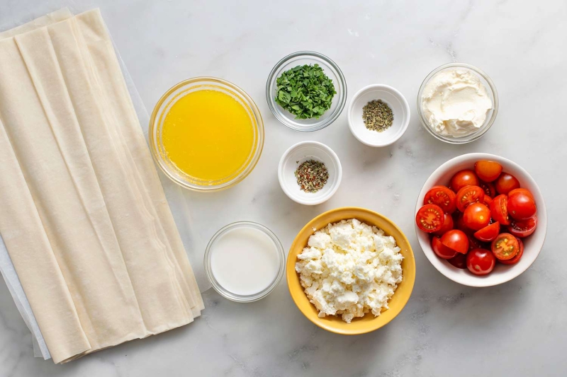 Tomato Tart With Fillo and Feta Cream Recipe