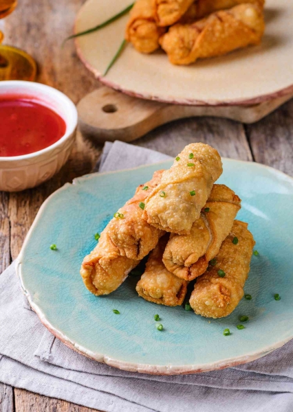 Thanksgiving Egg Rolls With Sweet-and-Sour Cranberry Sauce