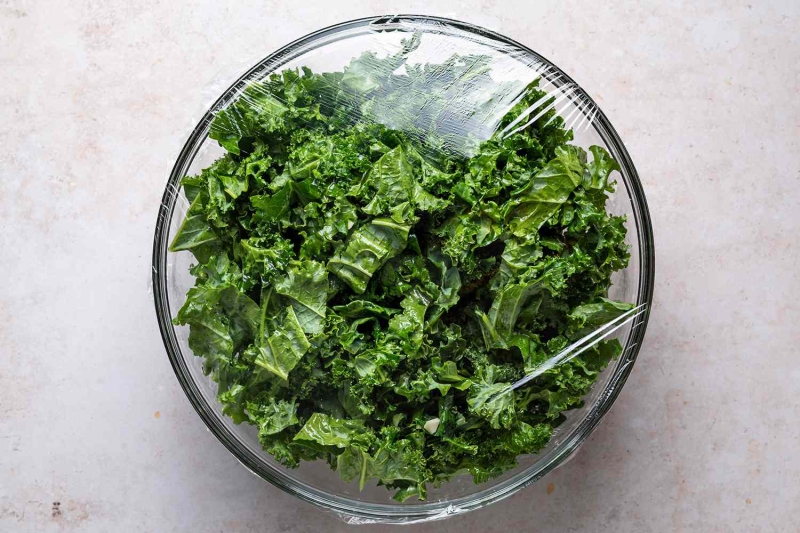 Raw Lemon Garlic Marinated Kale Salad