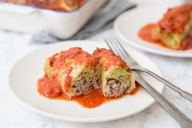 Stuffed Cabbage Rolls With Ground Beef and Rice