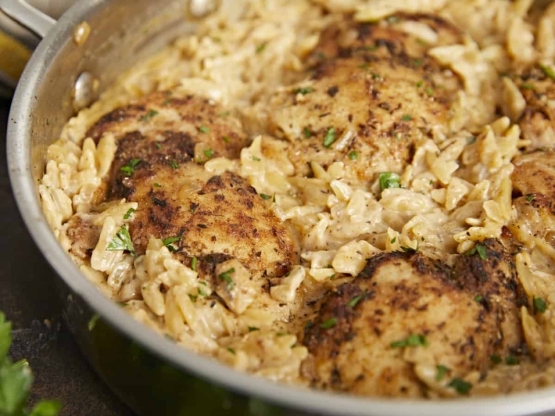 Creamy Chicken And Orzo Skillet