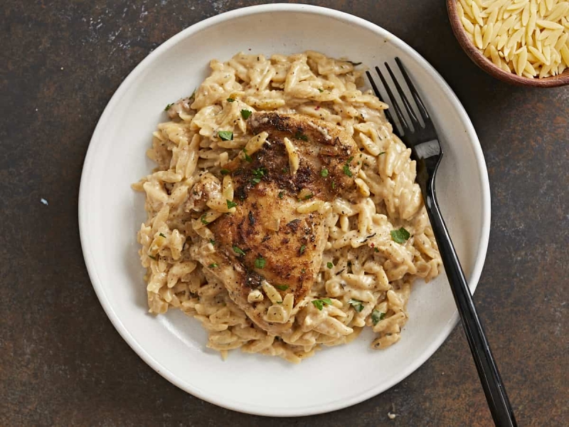 Creamy Chicken And Orzo Skillet