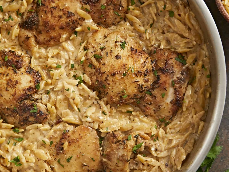 Creamy Chicken And Orzo Skillet