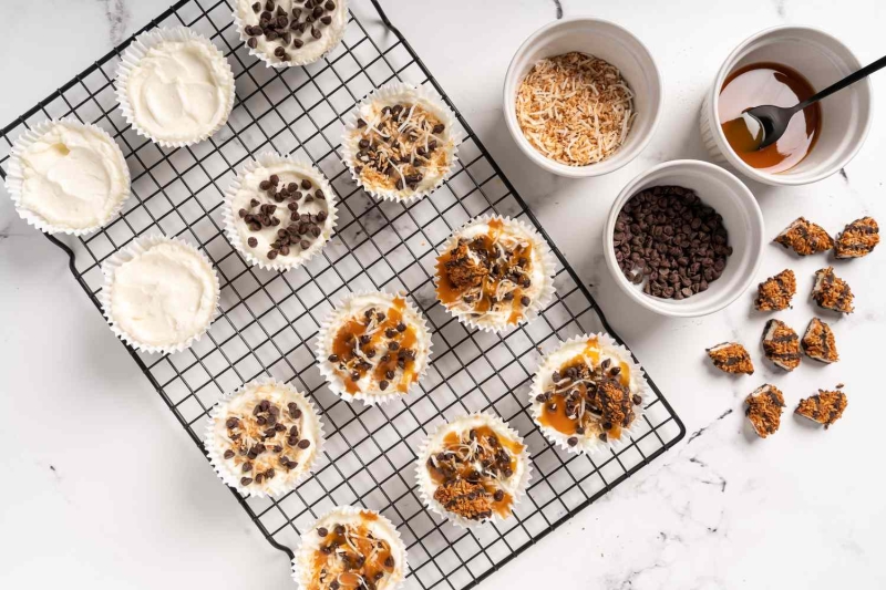 Girl Scout Samoas Mini Cheesecakes