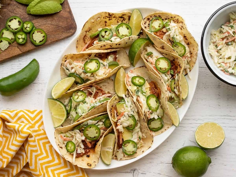 Easy Fish Tacos with Cumin Lime Slaw