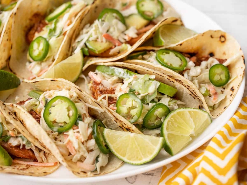 Easy Fish Tacos with Cumin Lime Slaw