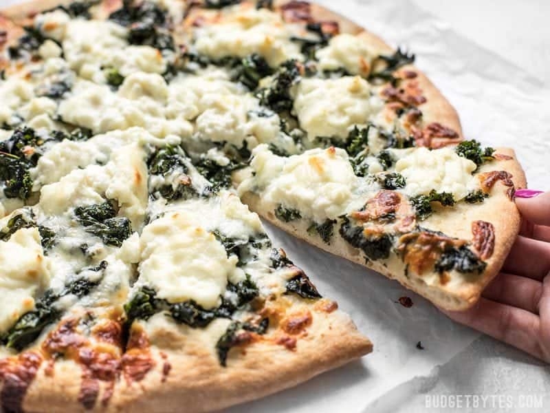 Garlicky Kale and Ricotta Pizza