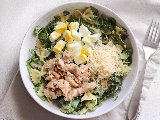 Kale and Salmon Caesar Salad