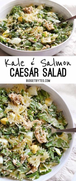 Kale and Salmon Caesar Salad