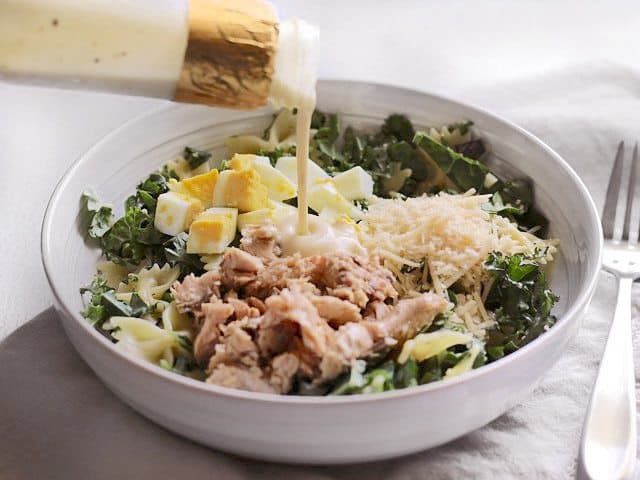 Kale and Salmon Caesar Salad