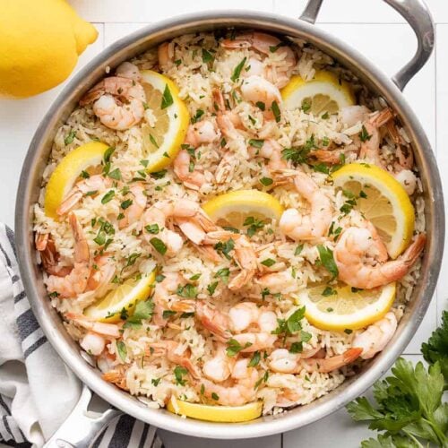 One Pot Lemon Garlic Shrimp and Rice