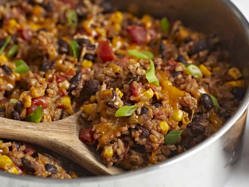 Southwest Lentils And Rice Skillet