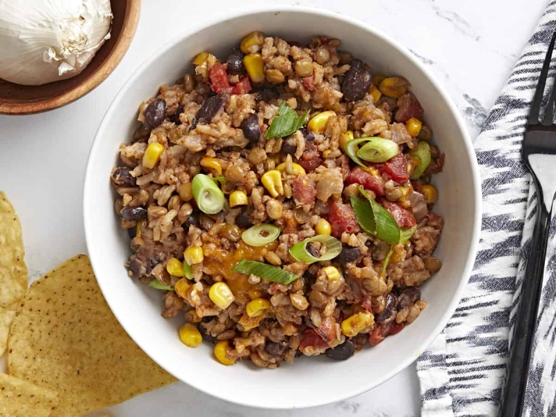 Southwest Lentils And Rice Skillet