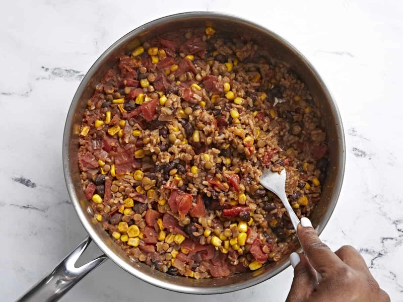 Southwest Lentils And Rice Skillet