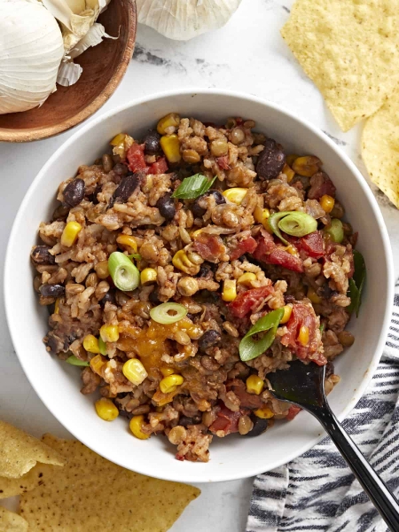 Southwest Lentils And Rice Skillet