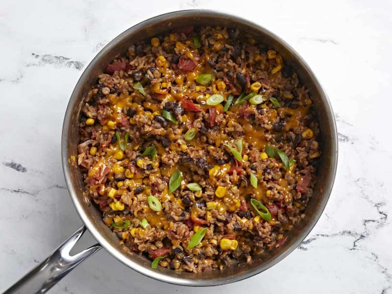 Southwest Lentils And Rice Skillet