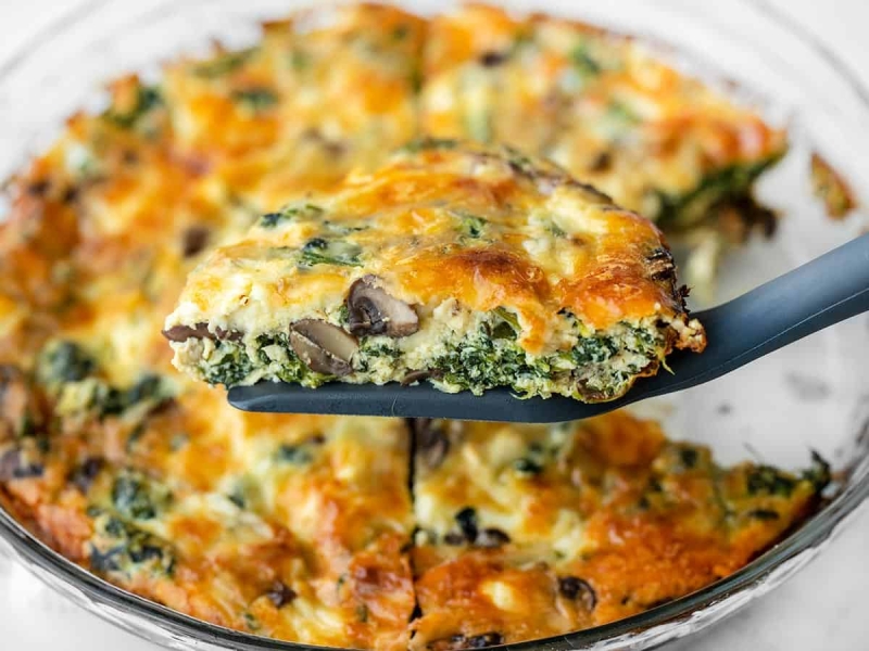 Spinach and Mushroom Crustless Quiche