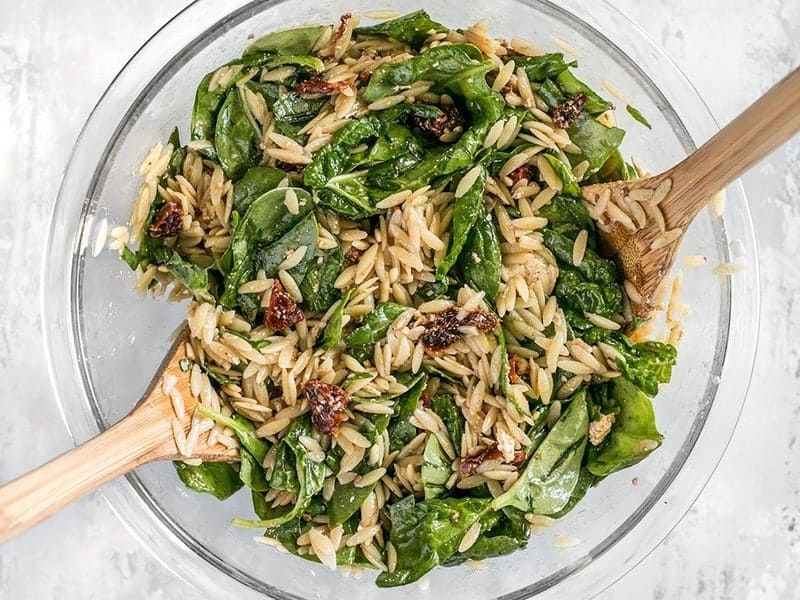 Spinach and Orzo Salad with Balsamic Vinaigrette