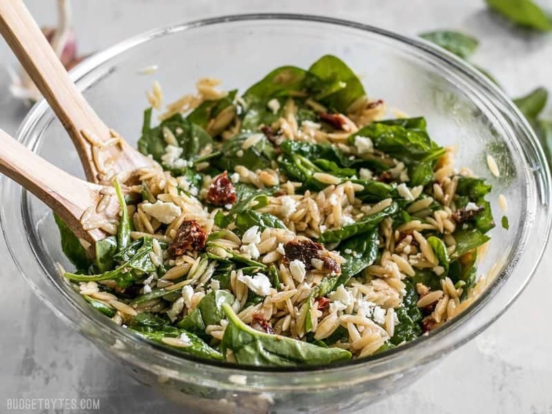 Spinach and Orzo Salad with Balsamic Vinaigrette