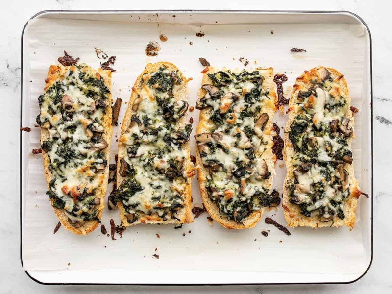 Spinach Mushroom French Bread Pizzas