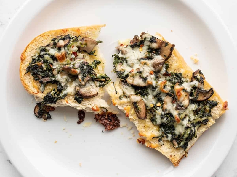 Spinach Mushroom French Bread Pizzas